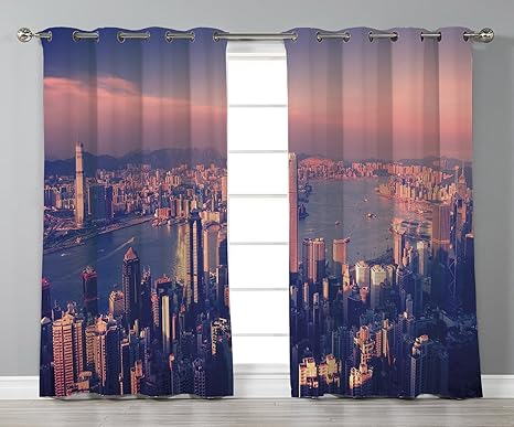 Thermal Insulated Blackout Grommet Window Curtains City Dreamy