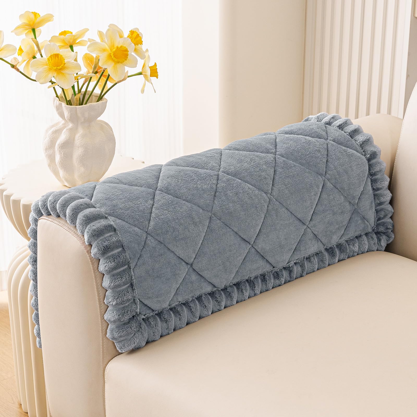 Photo 1 of Smiry Fuzzy Couch Cover for Dogs, Non Slip Washable Pet Sofa Cover, Scratch Proof Hair Resistant Plush Sofa Slipcover, Pet Friendly Couch Cushion Protector for Cat, Grey, 27.6" x 27.6"