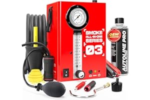 AUTOLINE PRO *2025 UPGRADE MODEL* Automotive Smoke Machine with Best Ranked Smoke Fluid - EVAP Leak Detector with Built-in Air Compressor - Model 03 PLUS – EVAP Vacuum Exhaust Smoke Detector Tools Kit - Red