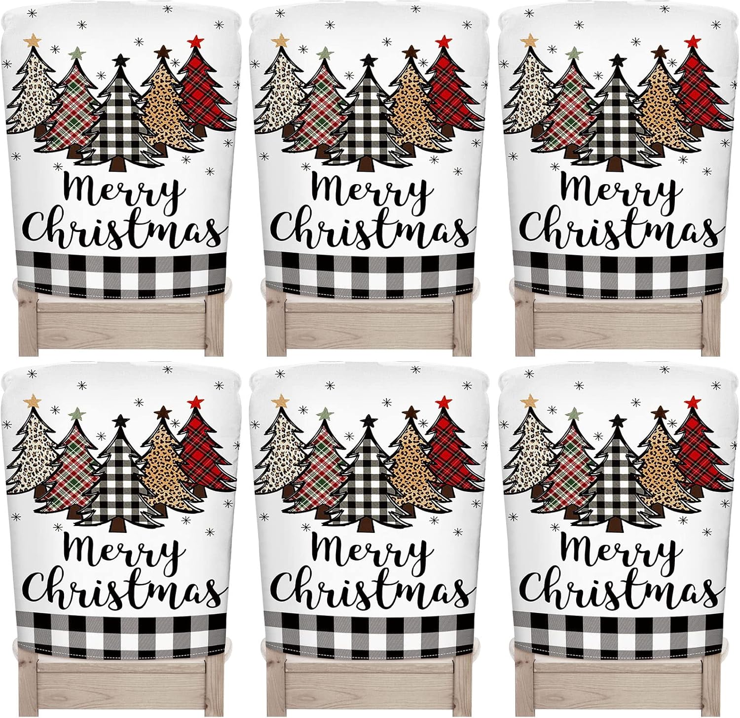 Slipcovers - 6 Pcs Christmas Chair Covers Christmas Chair Back Covers Dining Room Chair Covers Dining Chair Slipcovers for Christmas Dining Room Kitchen Wedding Party Decor (Cool)