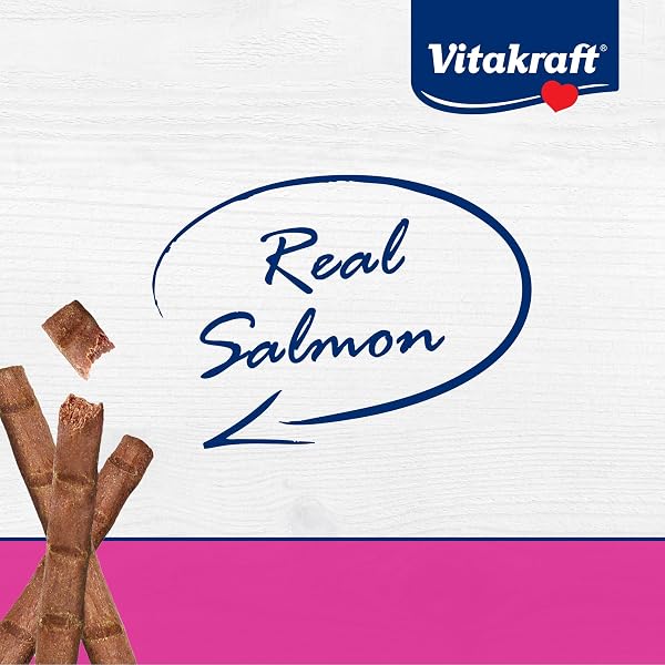 VITAKRAFT PURRSTICKS FOR CATS – NUTRITIOUS & HEALTHY SOFT CAT TREATS – GENTLY OVEN ROASTED MEAT STICKS FOR CATS W/ 70% MEAT – EASY-TO-SERVE CAT CHEW STICKS (SALMON, 24 PACK)