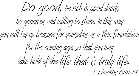 Amazoncom Scripture Wall Art 1 Timothy 618 19 Bible
