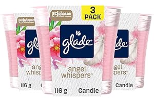Glade Scented Candle, Angel Whispers, 1-Wick Candle, Air Freshener Infused with Essential Oils for Home Fragrance, 3 Count (P