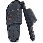 ZOKSOVE Slide Sandals for Men - Adjustable Open Toe Summer Slippers with Padded Footbed-Athletic Anti-Slip Slides with Comfort Soft Foam for indoor/outdoor