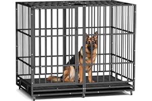 BLIGHTOR 54/48/42/38 Inch Heavy Duty Indestructible XL Dog Crate Steel Escape Proof, Indoor High Anxiety Cage Kennel with Wheels, Removable Tray, Extra Large XL XXL Kennel
