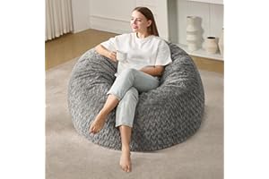 Bean Bag Chairs Bean Bag Chair for Adults Large Beanbag Chair with Chevron Plush Fur Cover Bean Bag for Living Room Bedroom D