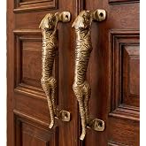 eSplanade - 7.5" Jaguar/Tiger Brass Door Handle Set of 2 - Home Decor - Door Pull - Accessories