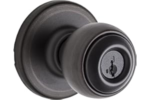 Kwikset Polo Entry Door Knob with Lock and Key, Secure Keyed Handle Exterior Doorknob, Front Entrance and Bedroom, Venetian Bronze, Pick Resistant SmartKey Rekey Security