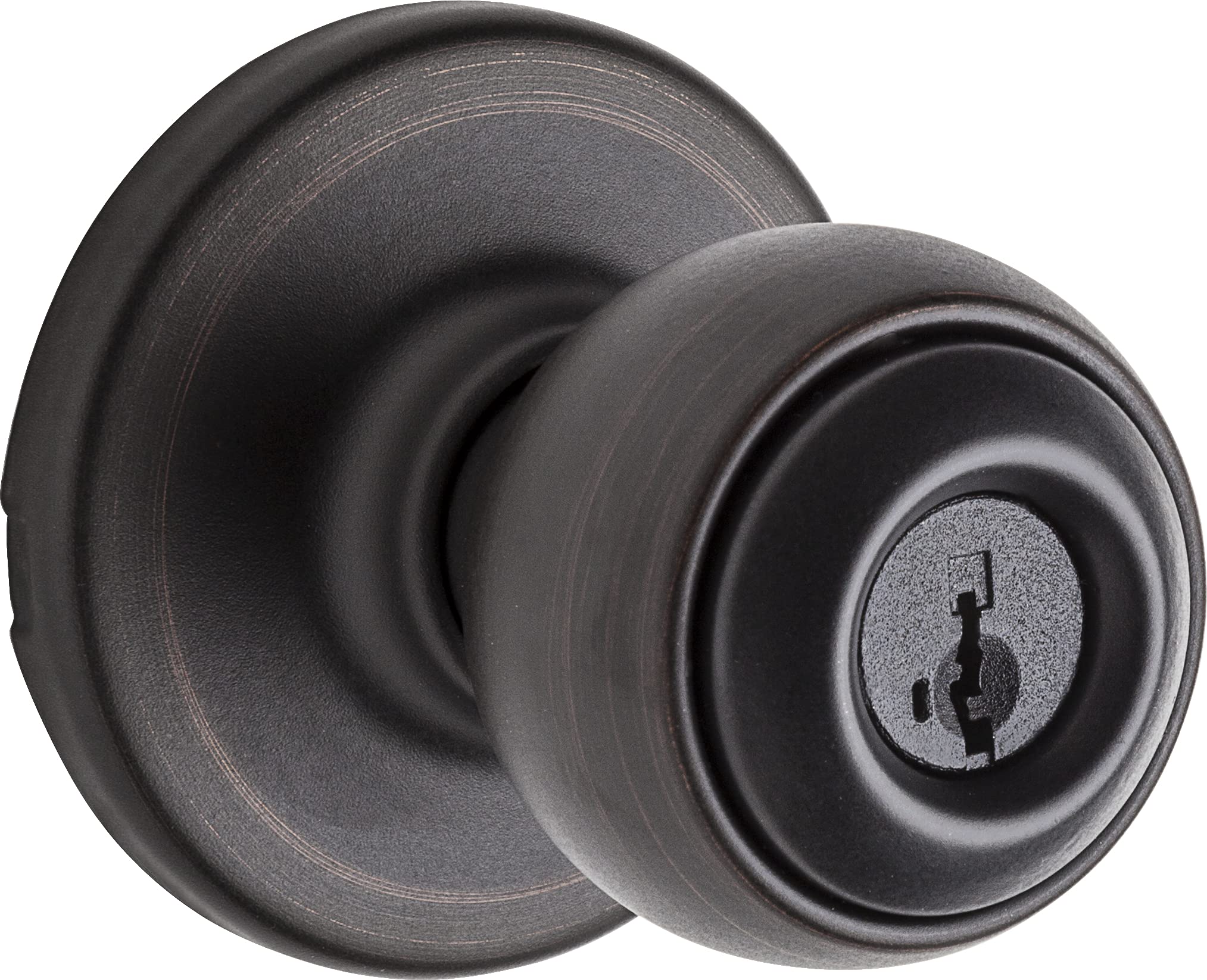 Photo 1 of Kwikset Polo Entry Door Knob with Lock and Key, Secure Keyed Handle Exterior Doorknob, Front Entrance and Bedroom, Venetian Bronze, Pick Resistant SmartKey Rekey Security