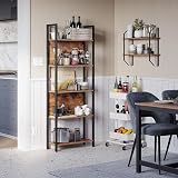 VASAGLE 5 Tier Bookcase Storage Shelf Rustic Brown Industrial Steel Frame view 2