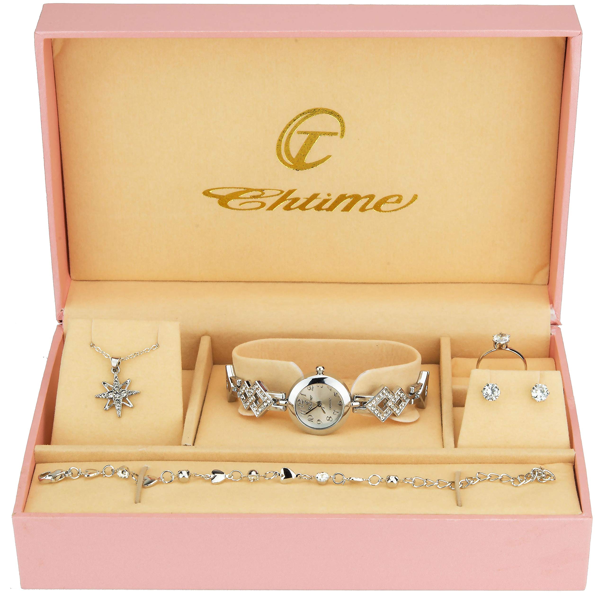 Gift Set Women's Watch - Jewelry Set- Necklace-Ring- Earrings - Band