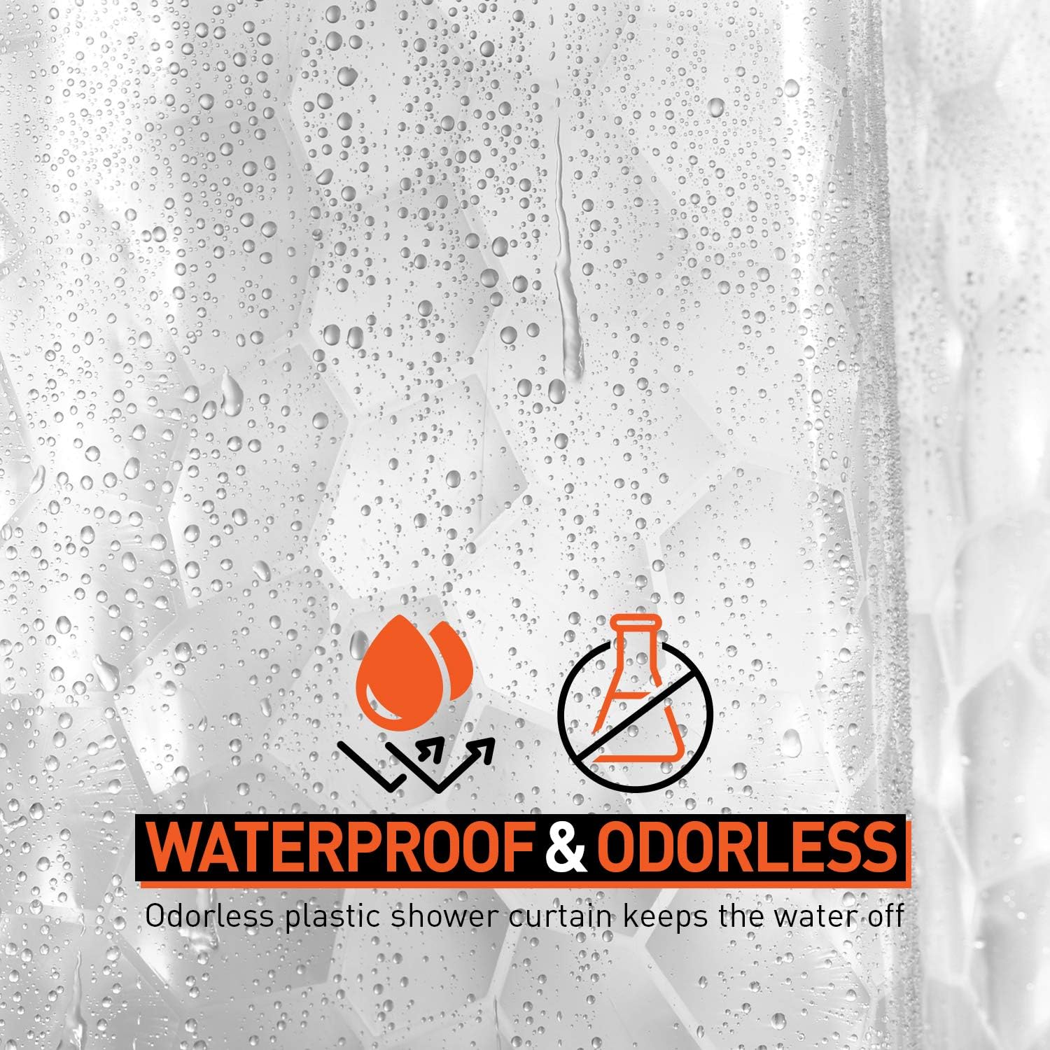 Arcedo Shower Curtain Liner with Magnet, Water Repellent Shower Curtain, Plastic Stall Shower Curtain with Hooks, Odorless Bathroom Accessories with Rust Resistant Grommet, 72 x 72 Inch, Water Cube: Home & Kitchen