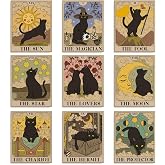 WEBEEDY 9 Styles Black Cat Wall Decor Cat Tarot Prints Sun Moon Star Wall Art Prints Witchy Wall Decor Poster for Living Room Bedroom Office Home Decoration Gift, Unframed, 20x25cm/8x10''