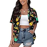 Ithalt Cinco De Mayo Outfit for Women Mexico Mexican Shirt Fiesta Shirts Hawaiian Button Down Blouse Top
