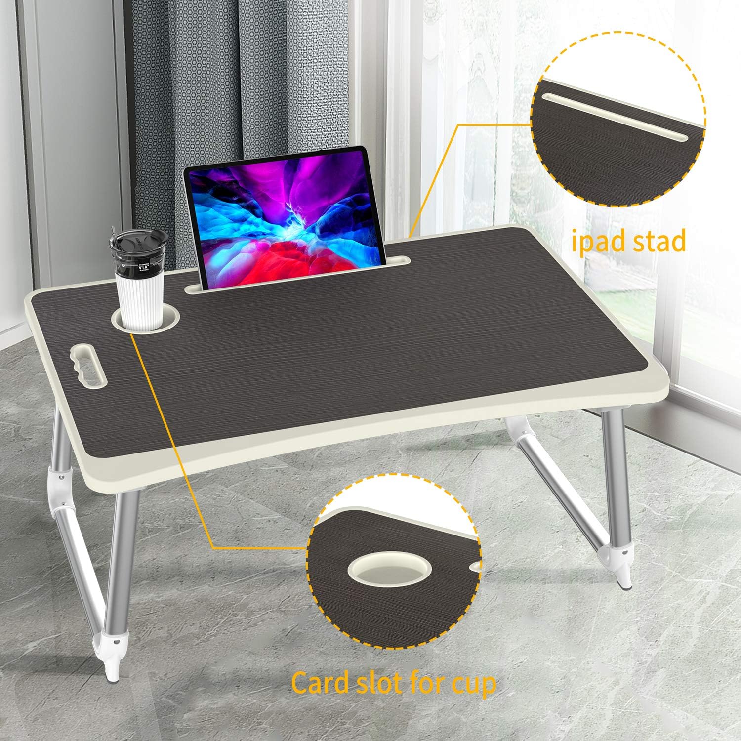 KELOFO Laptop Desk, Portable Computer Lap Bed Table Tray with Cup ...