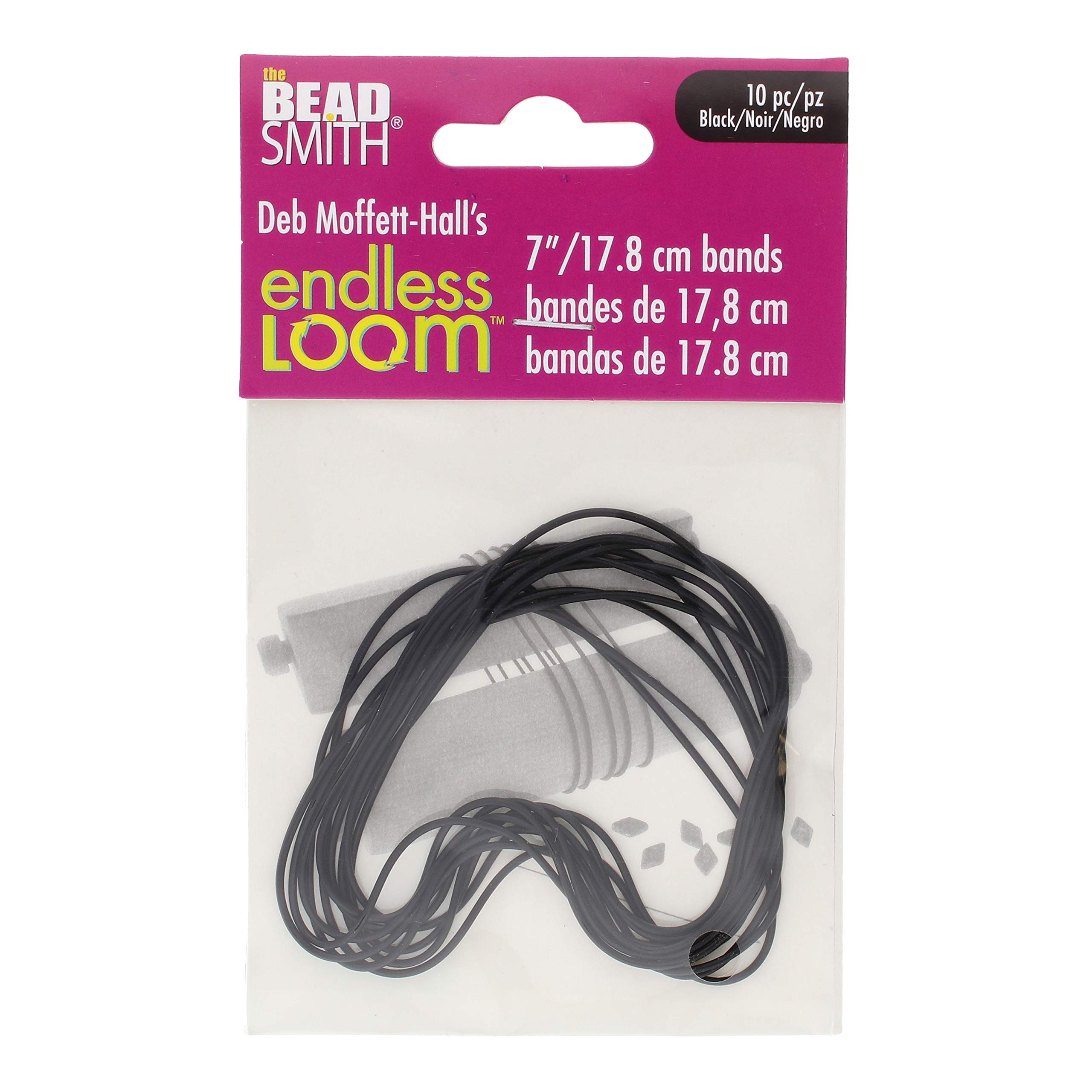 The Beadsmith Deb Moffett-Hall's Endless Loom Bands, 7 Inches Diameter, Pack of 10 Pieces, Black Color, Use with The Endless Loom