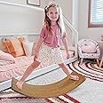 Gentle Monster Wooden Wobble Balance Board, 35 Inch Rocker Board Natural Wood, Kids Toddler Open Ended Learning Toy, Yoga Curvy Board for Office & Classroom Adult