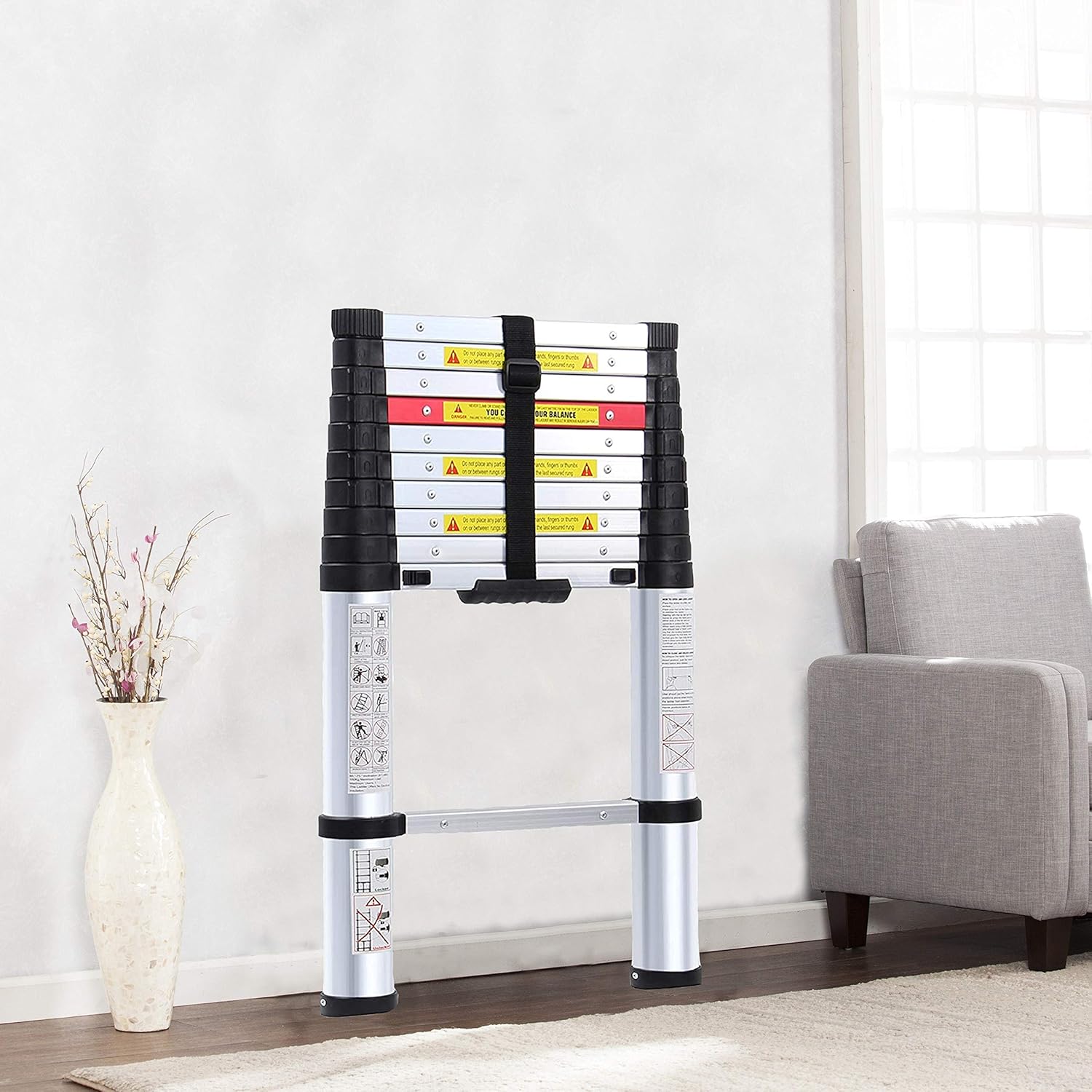 13.5FT Extra Strong Aluminum Telescoping Ladder, Newly Telescopic Extension Ladder, Strongest 430lbs Capacity: Electronics