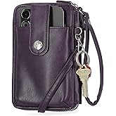 Mundi Jacqui RFID Crossbody Wallet for Women, Vegan Leather Small Travel Handbag with Phone Holder, Compact Organizer with Card Slots and Removable Strap, Vacation Purse in (Purple)