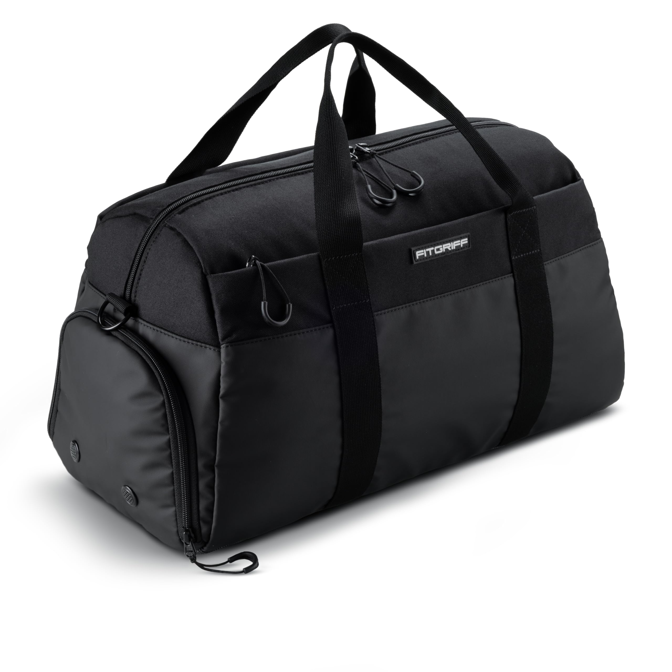 Fitgriff Gym Bag V2 for Men and Women with Shoe & Wet Compartment - Duffle Bag for Travel, Sports, Fitness and Workout (Full Black, 19 x 10 x 11″ (Small))