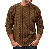 PJ PAUL JONES Mens Sweater Crewneck Cable Knit Pullover Sweater Casual Twist Textured Sweaters
