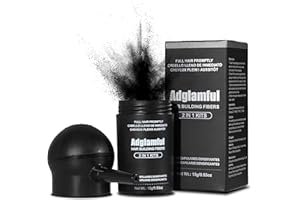 Adglamful Hair Building Fibers with Spray Applicator, Hair Fibers for Thinning Hair, Undetectable & Long-lasting, Instant Coverage Bald Spots and Hair Loss, Fuller and Thicker Hair Finish (Black, 15g)