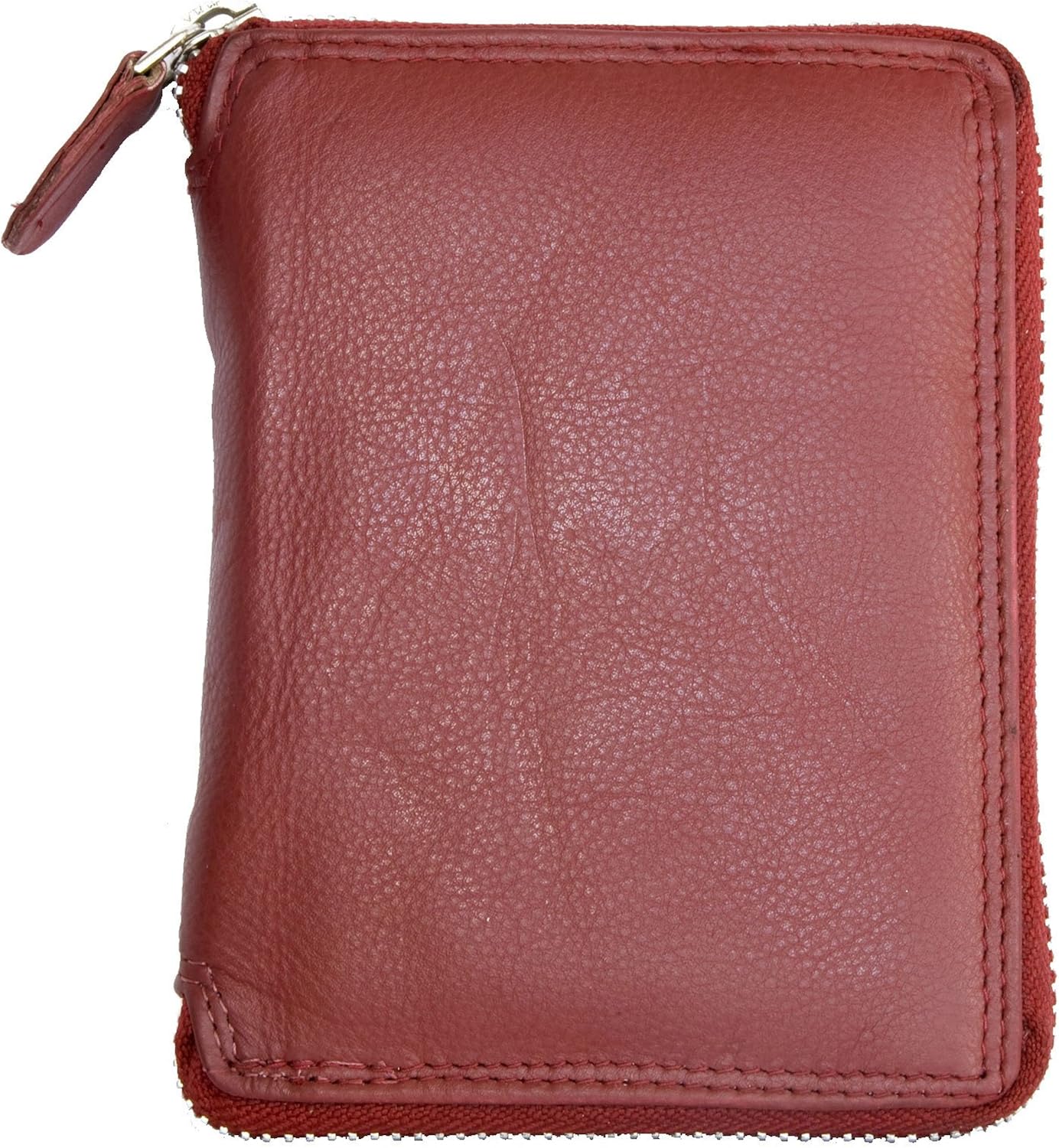 Kabana Dark Red Genuine Leather Zip-around Wallet