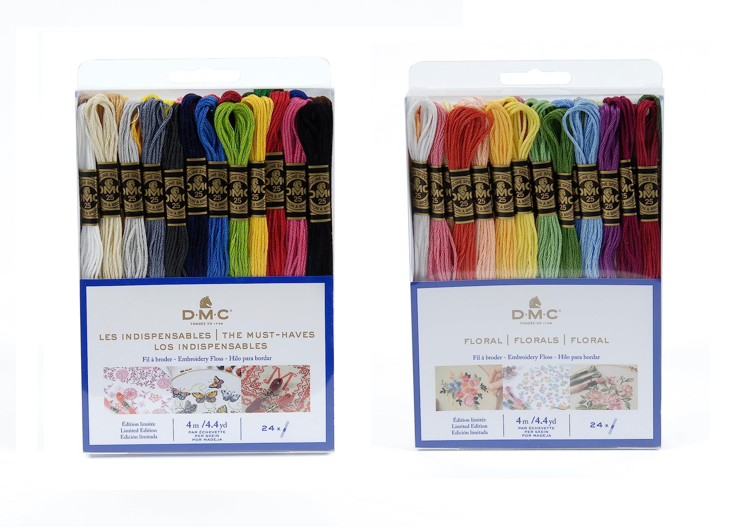 DMC - Assortment of Mouliné Special 117MC threads – Floral & Les Essentiables – 100% Cotton – 2 packs of 24 skeins of 4 m | Embroidery thread, ideal cross stitch
