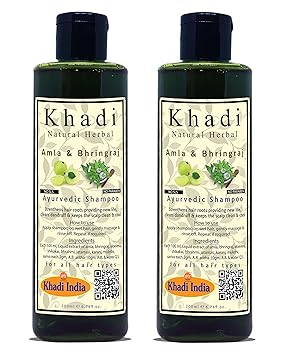 Khadi Natural Herbal Amla Bhringraj Shampoo Combo Pack of 2 (Each 200 ml)