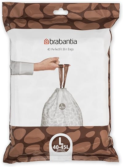 Brabantia PerfectFit Bin Liners L 40-45 L Extra Strong With Tie Tape White