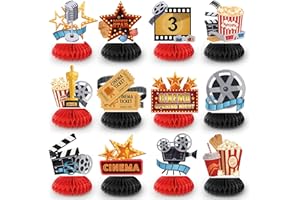 12Pcs Movie Night Honeycomb Centerpiece Movie Theater Centerpiece Honeycomb for Movie Night Birthday Party Decorations