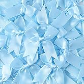 50 Pcs Blue Gift Wrap Bows,3.3 Inch Elegant Bows for Gift Wrapping, DIY Crafts, Party Decorations, Baby Shower, Birthday, Wedding Decor,Christmas, Gift Bags-Light Blue