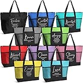 Paterr 10 Pcs Christian Tote Bags Bulk with Pocket Zipper for Women Bible Church Mothers Day Gifts(Colorful,Encouraged)