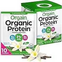 Orgain Organic Vegan Protein Powder Travel Pack, Vanilla Bean - 21g of Plant Based Protein, 5g of Fiber, No Dairy, Gluten, So