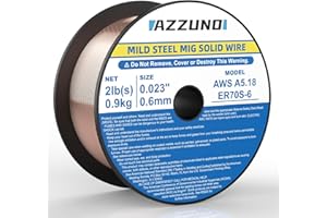 AZZUNO Mig Solid Welding Wire, ER70S-6 Mild Steel Gas Mig Wire .023" 2-LB, 1-PACK