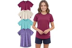 LIBERTY PRO 4 Pack: Youth Girls Athletic Shirts, Short Sleeve Dry Fit Apparel Tech Tshirts, Sports Activewear for Kids Teens