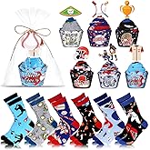Foaincore 6 Pair Baseball Cupcake Socks Gift, Funny Baseball Socks Bulk for Men Women Team Player Lovers Father DIY Birthday