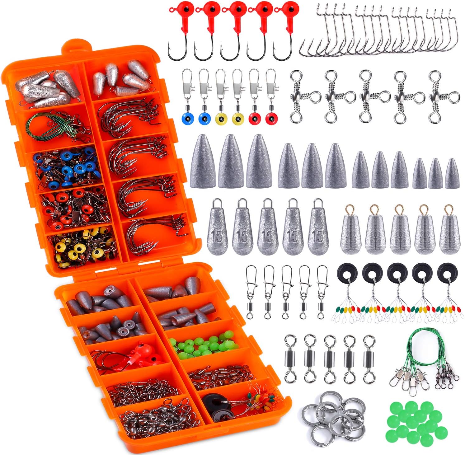 TOPFORT 230PCS Fishing Accessories Kit, Including Jig Hooks, Bullet Bass Casting Sinker Weights, Different Fishing Swivels Snaps, Sinker Slides, Fishing Line Beads, Fishing Set with Tackle Box… : Sports & Outdoors