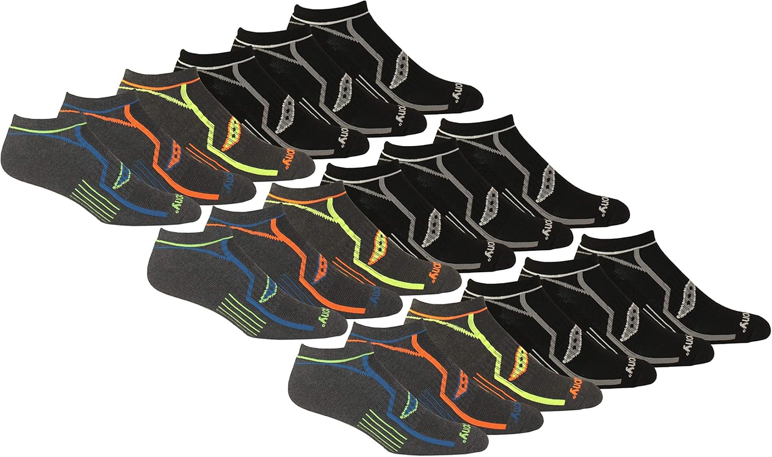 Saucony Men's Multi-Pack Bolt Performance Comfort Fit No-Show Socks at  Men’s Clothing store