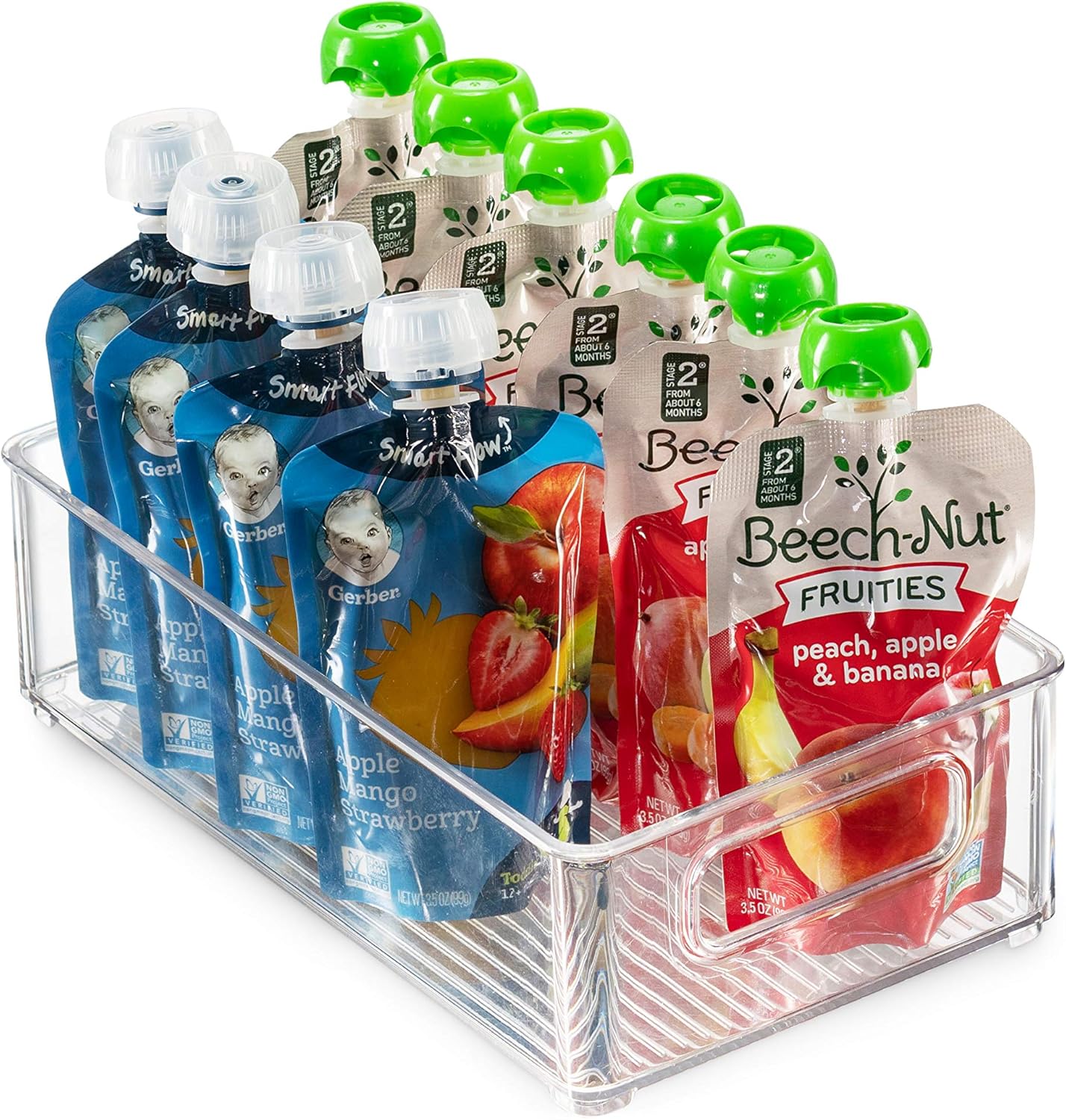 Set Of 6 Refrigerator Organizer Bins - Stackable Fridge Organizers with Cutout Handles for Freezer, Kitchen, Countertops, Cabinets - Clear Plastic Pantry Food Storage Rack: Kitchen & Dining