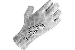 Fishoholic UPF50+ Fingerless Fishing Gloves - Sticky Grip Sun Protection Glove - Kayaking Paddling or Rowing