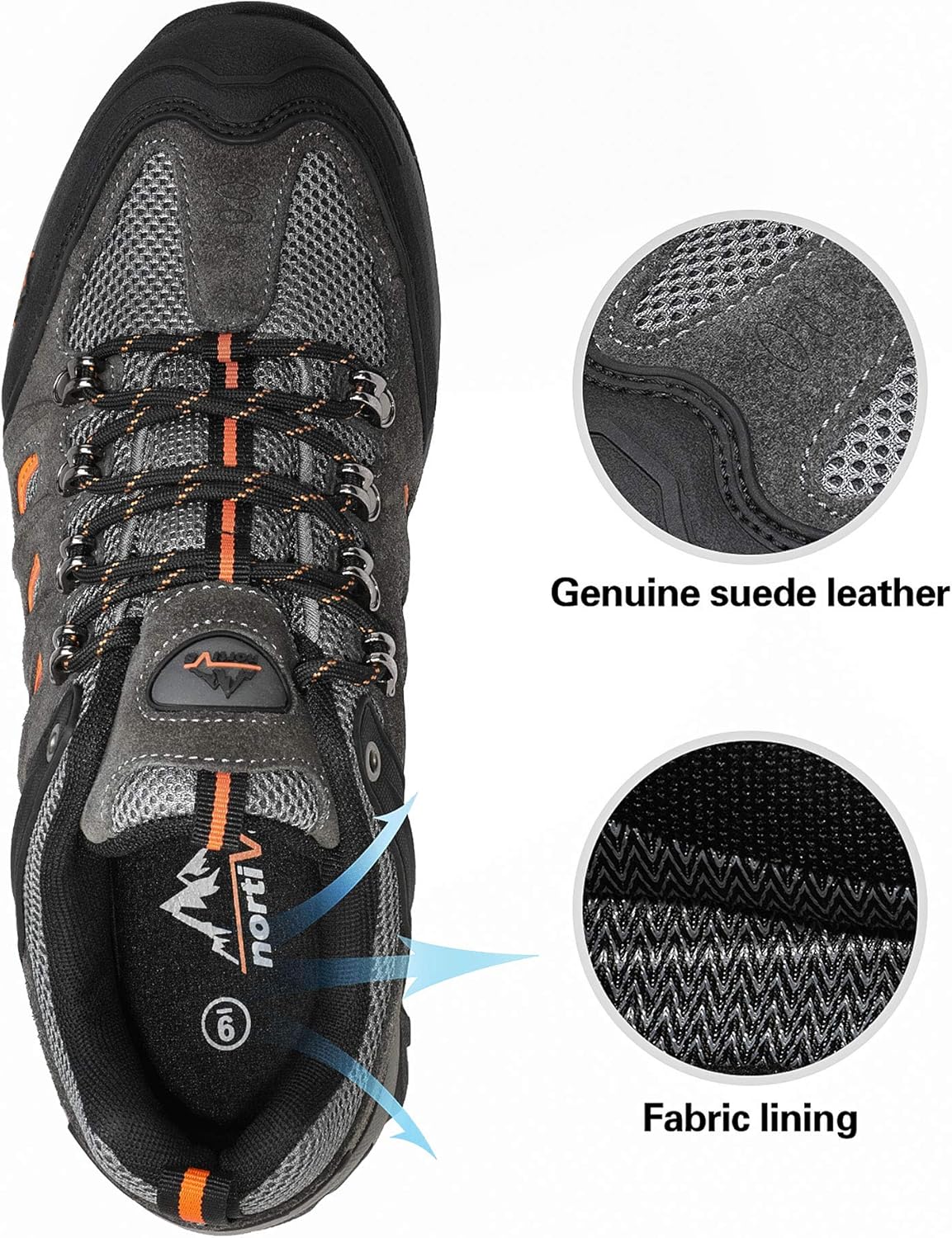  | NORTIV 8 Men's Waterproof Hiking Shoes Lightweight Leather Low-Top Hiking Shoes for Outdoor Trailing Trekking Camping Walking | Hiking Shoes