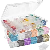 3 Pack Bead Storage Organizer Box with 36 Grids and Removable Dividers - Plastic Container Tray for Craft, Jewelry and Earrin