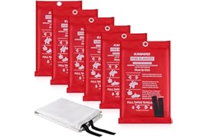 kanhiro Fire Blanket Emergency for Home Kitchen - Fiberglass Fire Suppression Blanket Great for School, Fireplace, Grill, Car, Office, Warehouse (6 Pack, 39 in X 39 in)