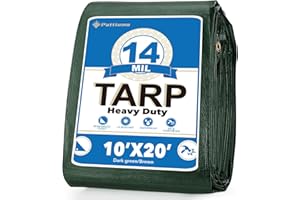 Pattiumo Tarp Waterproof 10 X 20 FT 14 Mil Heavy Duty Tarp Multipurpose Tarps Heavy Duty Waterproof Protective Cover UV All Weather Resistant for Shelter Camping, Green/Brown