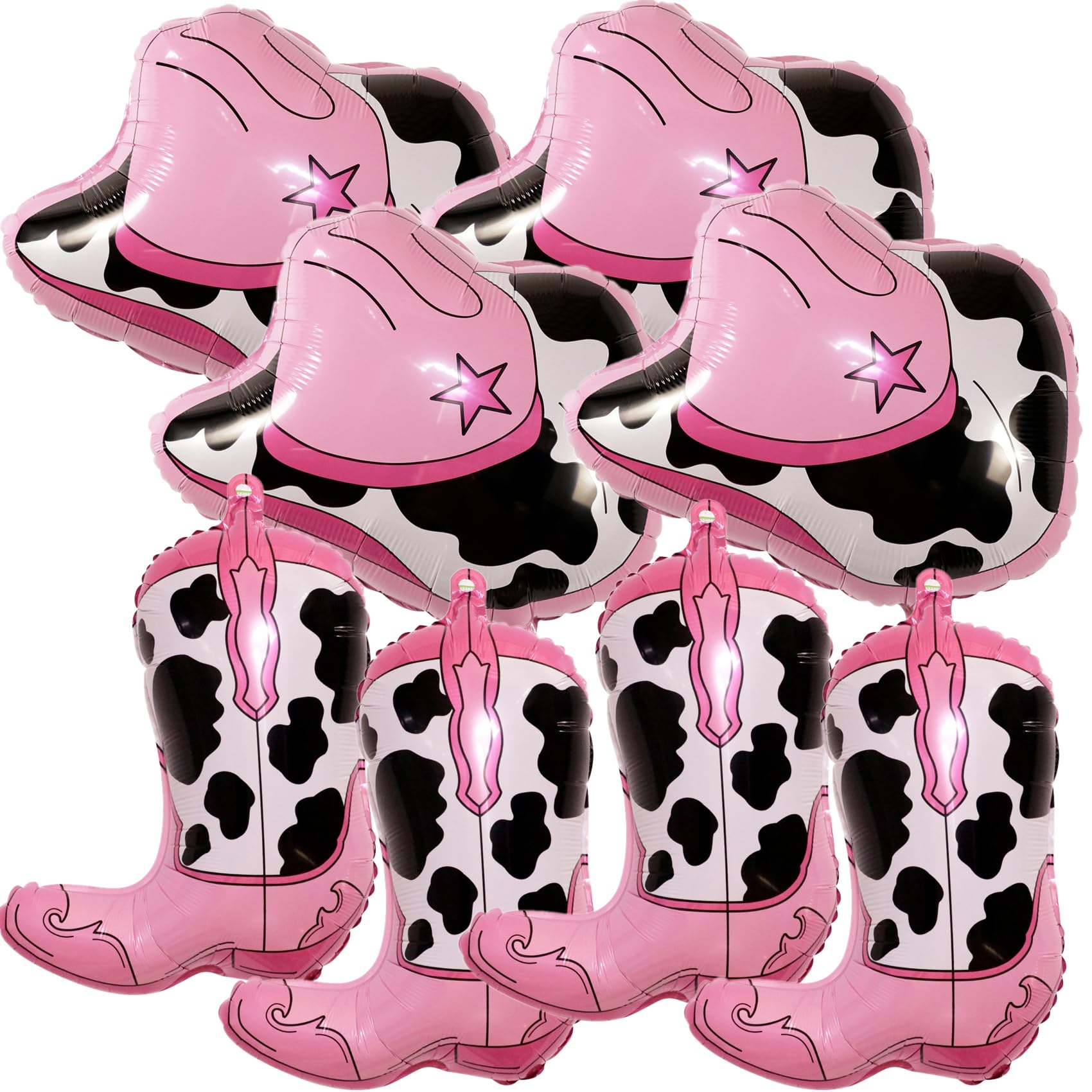 Photo 1 of Western-Balloons Cowboy-Balloon 8PCS Large Cowboy Cowgirl Hat Boot Foil Balloons Western Birthday Party Rodeo Bachelorette Decorations Supply