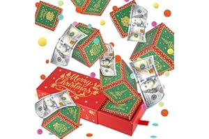 WenmthG Christmas Surprise Gift Box Explosion for Money - Christmas Money Gift Box Explosion with Confetti - Pop Out Folding Bounce Explosion Gift Box - Cash Gift Idea for Women Men Kids (Red)