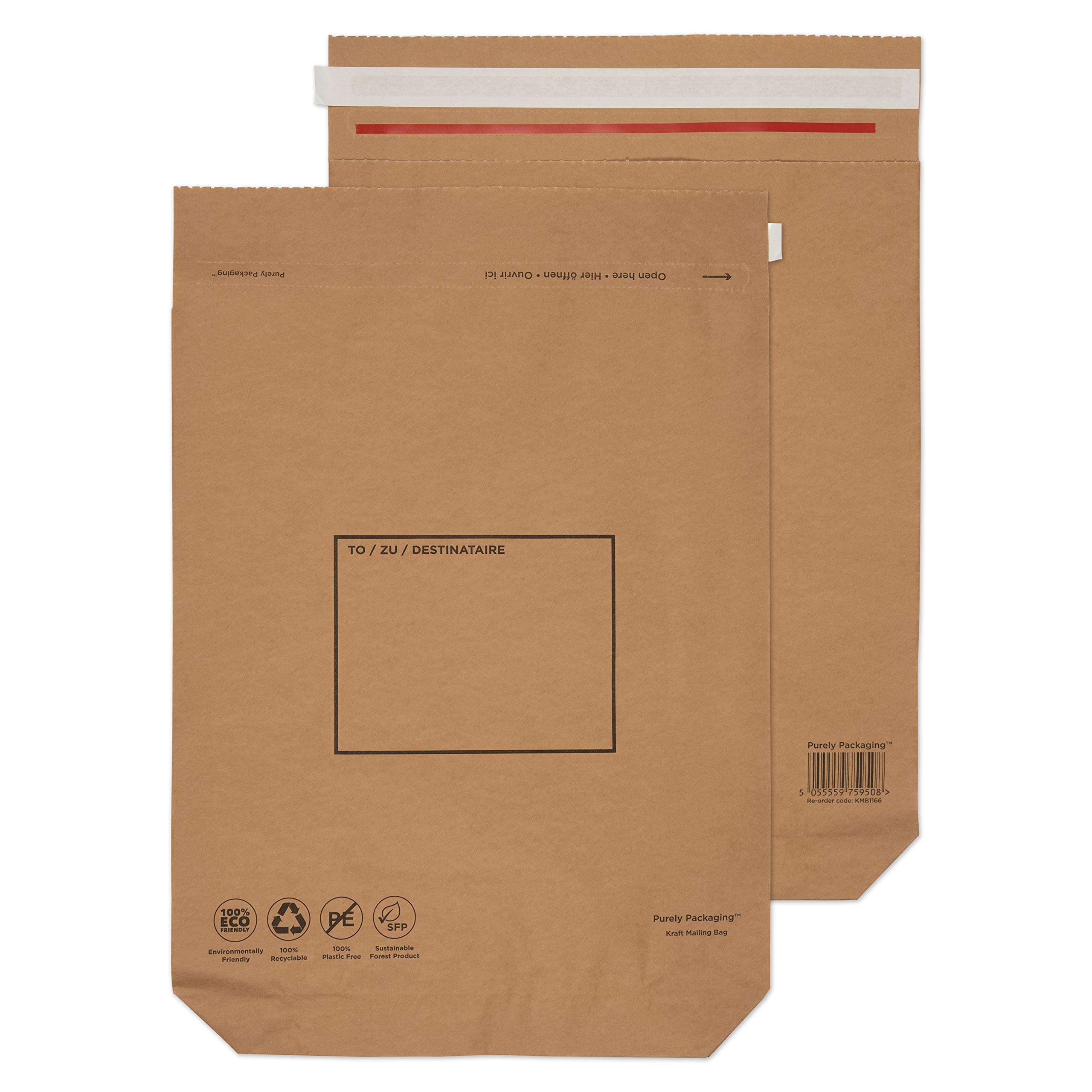 Blake VITA - Recyclable & Plastic-Free Mailing Bags (480 x 380mm) - Pack of 100 - Heavy Duty Thick 110GSM - Peel & Seal Shipping Bags 18.9 x 15" - Large Postal Bag - Expandable Mailer (KMB1166)