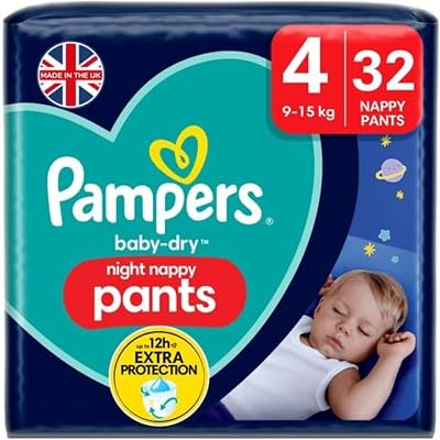 Pampers Baby-Dry Night Nappy Pants Size 4 32 Night Nappies 9-15kg