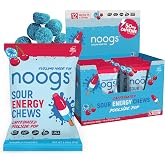 Noogs Poolside Pop Sour Energy Chews, Caffeinated Energy Gummies | 12 Packs/144 Gummies, 50mg Green Tea Caffeine, Electrolyte Packed, Vegan &amp; Gluten Free Alternative to Running Gels